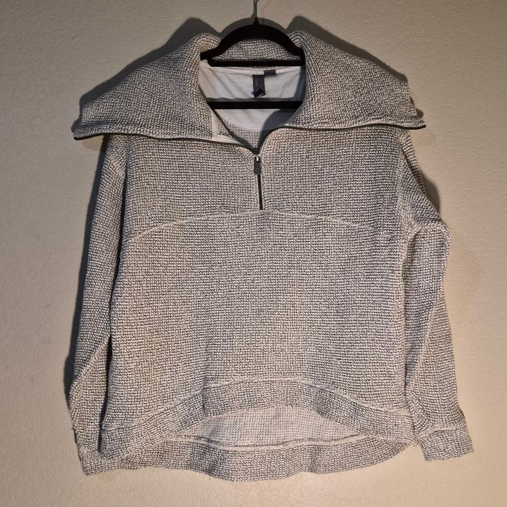 Anthropologie X Sweaty Betty Restful Bouclé Half Zip Pullover - Picture 3 of 11